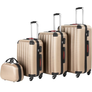 Tectake Pucci 4 PCs champagne luggage set Alodia Store