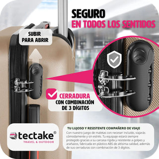 Tectake Pucci 4 PCs champagne luggage set Alodia Store