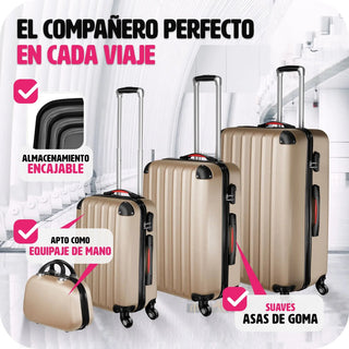 Tectake Pucci 4 PCs champagne luggage set Alodia Store