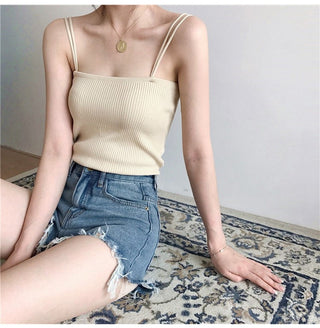 Sexy Tank Top Spaghetti Strap Tanks Top Fashion Womens Clothing Summer Knitting Croptops Slim Sexy Tube Tops Slim alodia store
