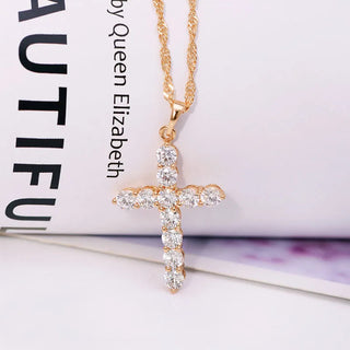 MxGxFam Full Zircon Cross Pendant Jewelry Alodia Store