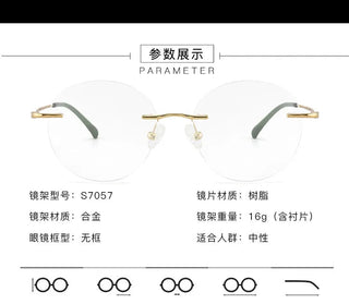 Titanium Alloy Rimless Glasses Frame Men Ultralight Round Eyeglasses Myopia Prescription Frames For Women Optical Eye Glass Alodia Store