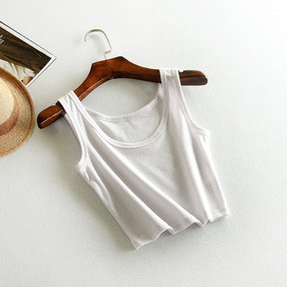 LERFEY Summer Slim Render Short Top Sexy Women Sleeveless U Croptops Tank Tops Solid Black White Crop Tops Vest Tube Top alodia store