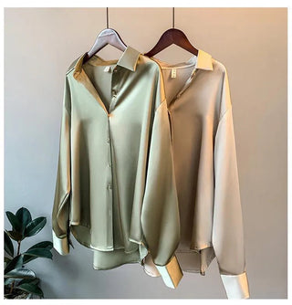 Spring 2021 Womens Clothing Silk Shirt Vintage Blouse Women Sheer Top Women Longsleeve Dress Shirt clothes Woman Overshirt Alodia Store