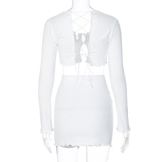 Sexy CropTops With Mini Bandage Skirt 2 Sets Women Summer alodia store