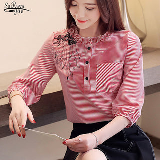NEW SUMMER Print Chiffon Blouse Women alodia store