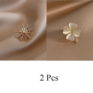 Fashion Brooch Set Flower Bow Brooches for Women Metal Anti-glare Lapel Pin Fixed Clothes Pins Sweater Coat Clothing Accessories alodia store
