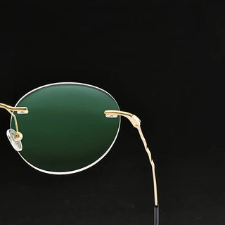 Titanium Alloy Rimless Glasses Frame Men Ultralight Round Eyeglasses Myopia Prescription Frames For Women Optical Eye Glass Alodia Store