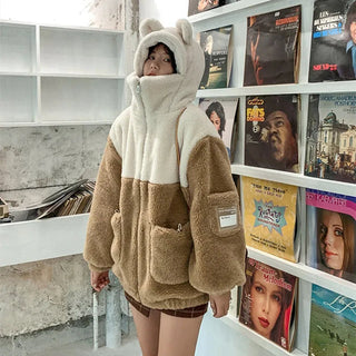 Japanese soft girl cute plus velvet thick hooded sweater ins selling Alodia Store