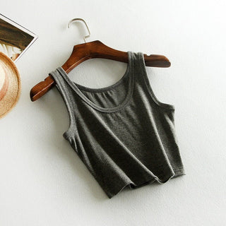 LERFEY Summer Slim Render Short Top Sexy Women Sleeveless U Croptops Tank Tops Solid Black White Crop Tops Vest Tube Top alodia store