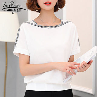 NEW SUMMER Print Chiffon Blouse Women alodia store