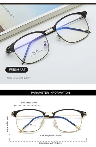 Flat Lens Cat Eye Glasses Anti Blue Light Goggles Glasses Open-Ball Fashion Metal Glass Frame Alodia Store