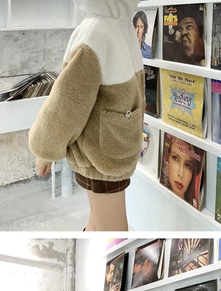 Japanese soft girl cute plus velvet thick hooded sweater ins selling Alodia Store