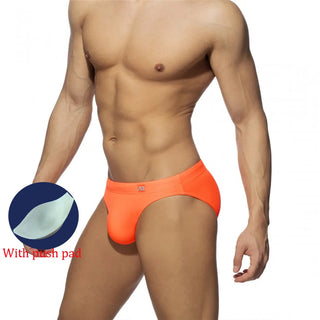NEW Men's Swimming Trunks Low Waist Briefs Sexy Solid Swimsuit Quick-Drying Shorts Slip for Men Push Pad Swimwear Clothing Alodia Store