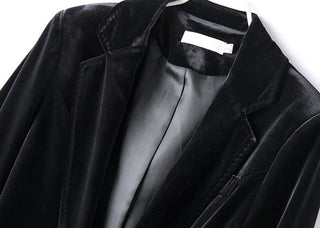 New One Button Gold Velvet Pocket Woman Blazer Vadim 4XL Alodia Store