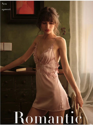Sling Lace Embroidery V-Neck Sexy Nightdress Alodia Store