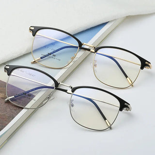 Flat Lens Cat Eye Glasses Anti Blue Light Goggles Glasses Open-Ball Fashion Metal Glass Frame Alodia Store