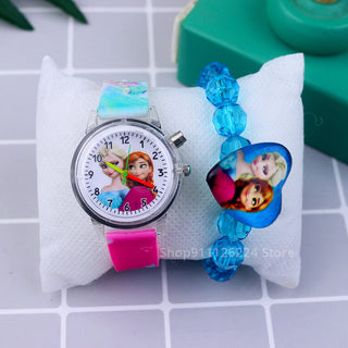 Fashion Cartoon Flash Light Girls Watches Kids with Bracelet Silicone Strap Princess Elsa Children Watches Clock reloj infantil Alodia Store