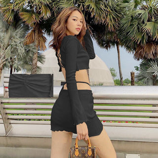 Sexy CropTops With Mini Bandage Skirt 2 Sets Women Summer alodia store