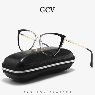 GCV Women Blue Light Blocking Glasses Sexy Fashion Cat Eye Eyeglasses Hinges Anti Blue Ray Computer Game Glasse Ultralight Frame Alodia Store
