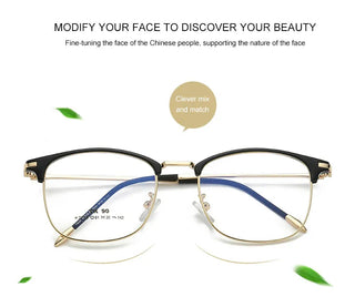 Flat Lens Cat Eye Glasses Anti Blue Light Goggles Glasses Open-Ball Fashion Metal Glass Frame Alodia Store