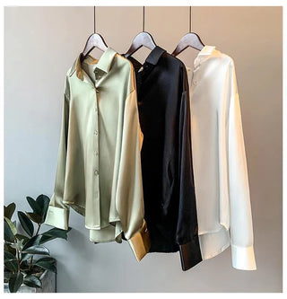 Spring 2021 Womens Clothing Silk Shirt Vintage Blouse Women Sheer Top Women Longsleeve Dress Shirt clothes Woman Overshirt Alodia Store