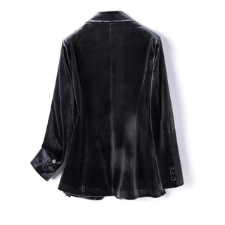 New One Button Gold Velvet Pocket Woman Blazer Vadim 4XL Alodia Store