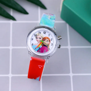 Fashion Cartoon Flash Light Girls Watches Kids with Bracelet Silicone Strap Princess Elsa Children Watches Clock reloj infantil Alodia Store