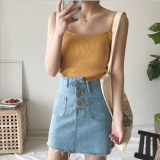 Sexy Tank Top Spaghetti Strap Tanks Top Fashion Womens Clothing Summer Knitting Croptops Slim Sexy Tube Tops Slim alodia store