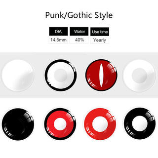 UYAAI 2pcs Halloween Colorful Contact Lenses Anime Cosplay Eye Lenses multicolored lenses Lenses White Black Red Lenses Alodia Store