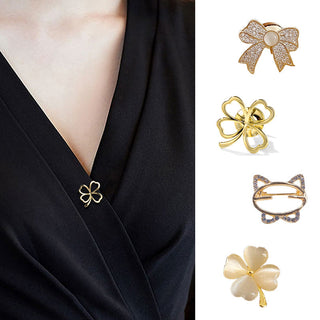Fashion Brooch Set Flower Bow Brooches for Women Metal Anti-glare Lapel Pin Fixed Clothes Pins Sweater Coat Clothing Accessories alodia store