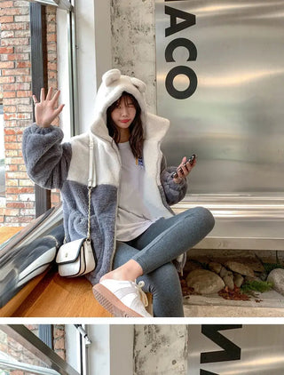 Japanese soft girl cute plus velvet thick hooded sweater ins selling Alodia Store