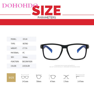 Fashion Anti Blue Light Glasses Frame For Men Women Clear Lens Computer Gaming Eyeglasses Square Eyewear Anti-UV Optical Frame alodia store