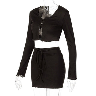 Sexy CropTops With Mini Bandage Skirt 2 Sets Women Summer alodia store