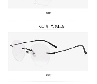 Titanium Alloy Rimless Glasses Frame Men Ultralight Round Eyeglasses Myopia Prescription Frames For Women Optical Eye Glass Alodia Store