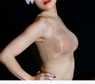 Oil Glossy Shiny Sleeveless Bustier Crop Top Women Sexy Nylons Tank Tops Cropped Feminino Croptop See Through Transparent Camis alodia store