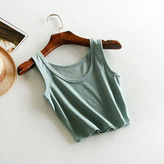LERFEY Summer Slim Render Short Top Sexy Women Sleeveless U Croptops Tank Tops Solid Black White Crop Tops Vest Tube Top alodia store