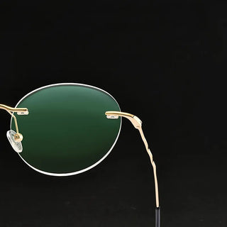 Titanium Alloy Rimless Glasses Frame Men Ultralight Round Eyeglasses Myopia Prescription Frames For Women Optical Eye Glass Alodia Store