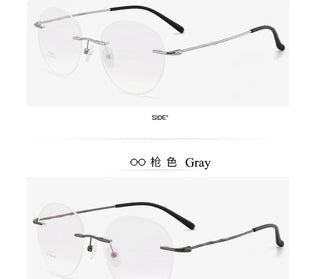 Titanium Alloy Rimless Glasses Frame Men Ultralight Round Eyeglasses Myopia Prescription Frames For Women Optical Eye Glass Alodia Store