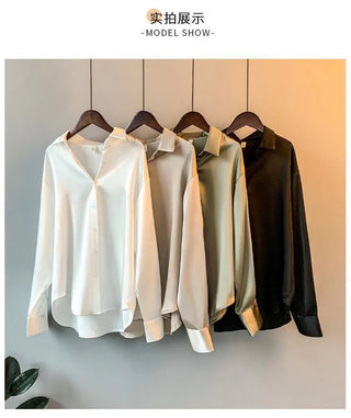 Spring 2021 Womens Clothing Silk Shirt Vintage Blouse Women Sheer Top Women Longsleeve Dress Shirt clothes Woman Overshirt Alodia Store