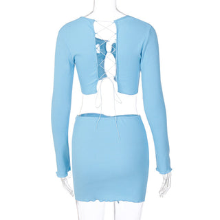 Sexy CropTops With Mini Bandage Skirt 2 Sets Women Summer alodia store