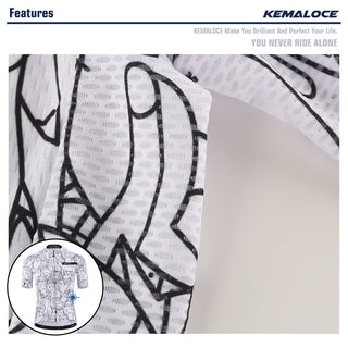 KEMALOCE Breathable Unisex White Cartoon Cat Cycling Jersey Spring Anti-Pilling Eco-Friendly Bike Clothing Top Road Team Bicycle alodia store