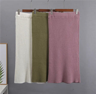 New Casual Two Pieces Turtle Neck Sweater and Midi Skirt Female Warm Suits with Skirt Alodia Store