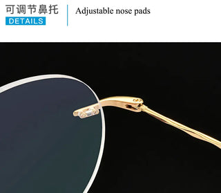 Titanium Alloy Rimless Glasses Frame Men Ultralight Round Eyeglasses Myopia Prescription Frames For Women Optical Eye Glass Alodia Store