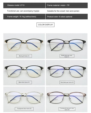 Flat Lens Cat Eye Glasses Anti Blue Light Goggles Glasses Open-Ball Fashion Metal Glass Frame Alodia Store