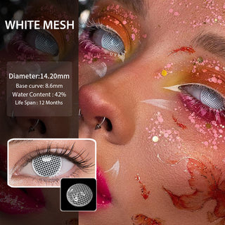 UYAAI 2pcs Halloween Colorful Contact Lenses Anime Cosplay Eye Lenses multicolored lenses Lenses White Black Red Lenses Alodia Store