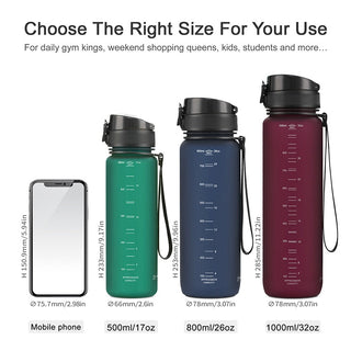 New 500/800/1000ml Sports Water Bottle BPA Free Portable Leak-proof Shaker bottel Alodia Store