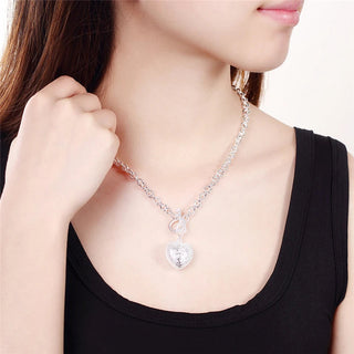 DOTEFFIL 925 Sterling Silver AAA Zircon Heart Bracelet Necklace Ring Set For Woman Wedding Engagement Party Charm Jewelry Alodia Store