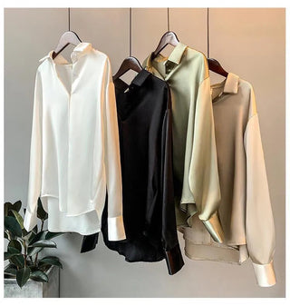 Spring 2021 Womens Clothing Silk Shirt Vintage Blouse Women Sheer Top Women Longsleeve Dress Shirt clothes Woman Overshirt Alodia Store