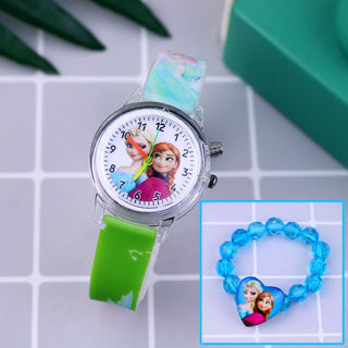 Fashion Cartoon Flash Light Girls Watches Kids with Bracelet Silicone Strap Princess Elsa Children Watches Clock reloj infantil Alodia Store